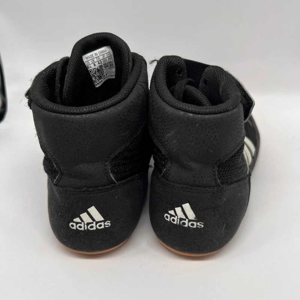 Adidas HVC 2 Wrestling Shoes Mens 8.5 Black White Gum AQ3325 High Top Boxing